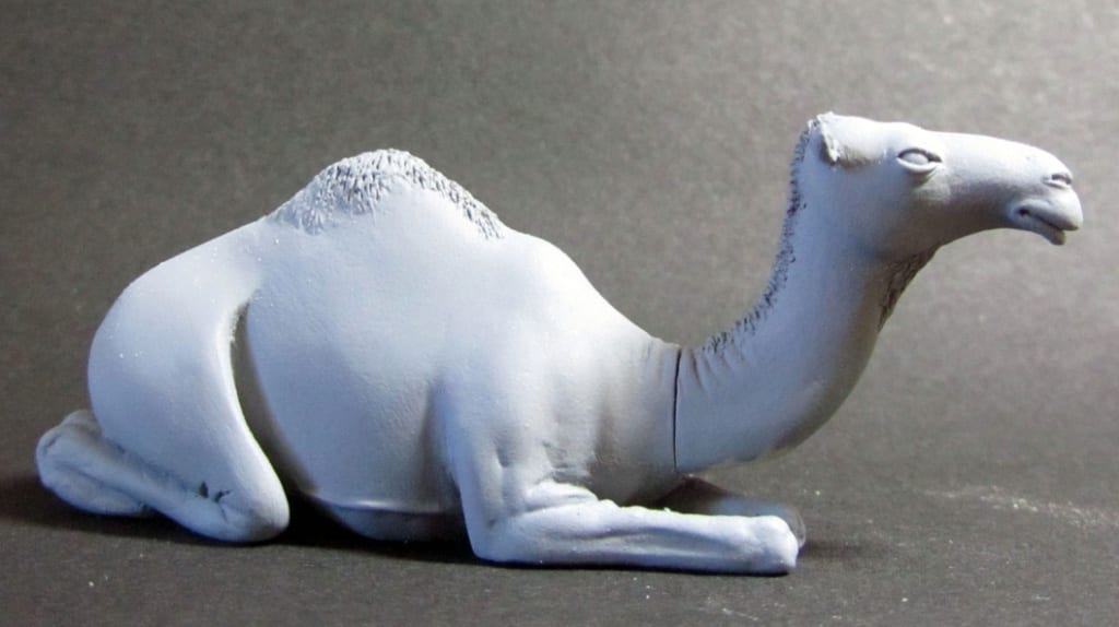 A camel created using Sylmasta Magic Sculp as part of a military modelling accessories kit