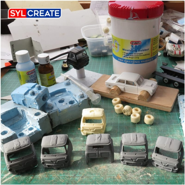 A set of Ford trucks made using a Sylmasta Resin Mould Casting Kit