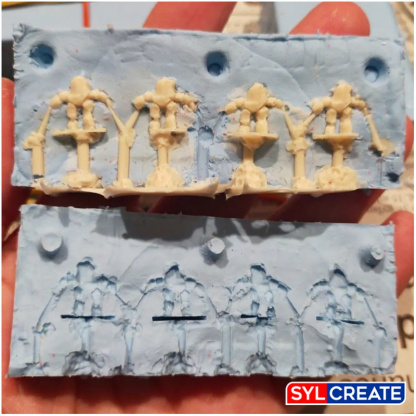 Moulds taken of 10mm fantasy figures then cast using polurethane resin