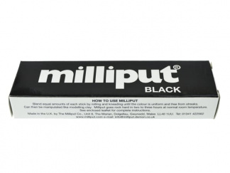 Milliput Black is a modelling epoxy putty which sets straight to black