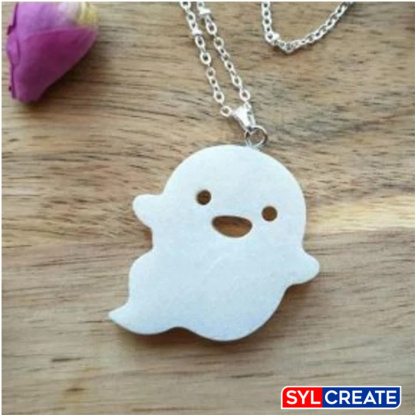 A ghost pendant cast using G27 White Polyurethane Casting Resin