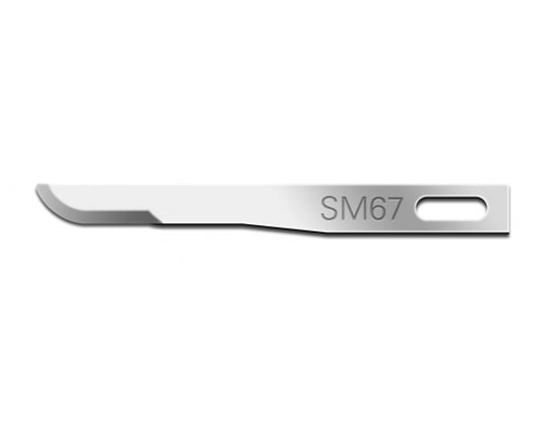 Swann-Morton Fine SM7 Blade is a stainless steel blade featuring a smaller curved cutting edge