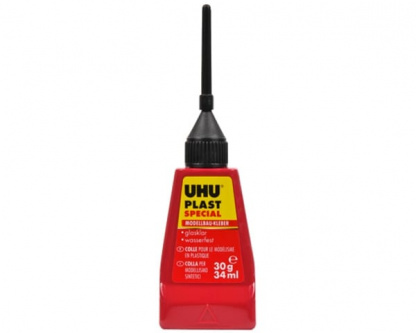 UHU Plast is a specialist plastic glue with a fine needle-shaped nozzle that enables very precise application