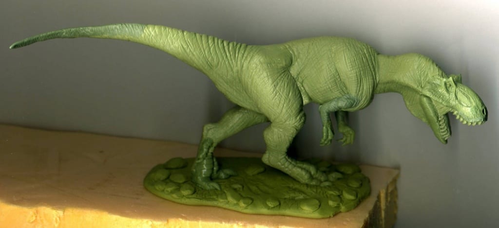 A large scale dinosaur sculpted with a combination of Green Stuff and Geomfix Original A+B