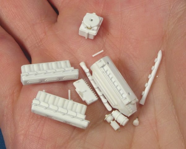 Parts for a T-54 tank engine scratch-built from Magic Sculp by Dr Alex Clark