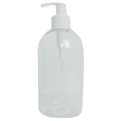 Empty Clear PET Plastic Bottle 500ml with pump handle dispenser