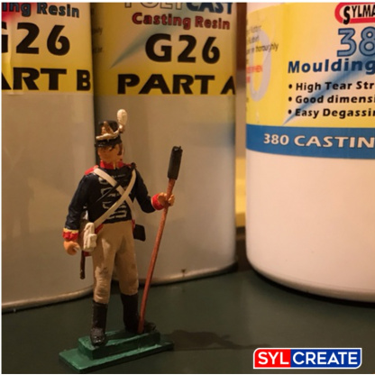 British Artillery Gunner 1815 made using the products in the SylCreate Resin Casting & Silicone Moulding Kit
