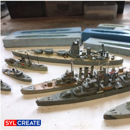 Series of model boats made using the products in the SylCreate Resin Casting & Silicone Moulding Kit