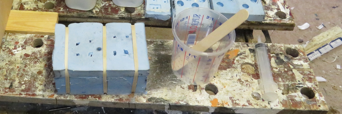 Wooden stirrers, Supercups and monoject syringes are useful accessories for the casting and mould making process