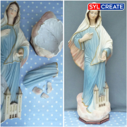 Smashed religious figure repaired followed by repainting and reglaze with Coldglaze